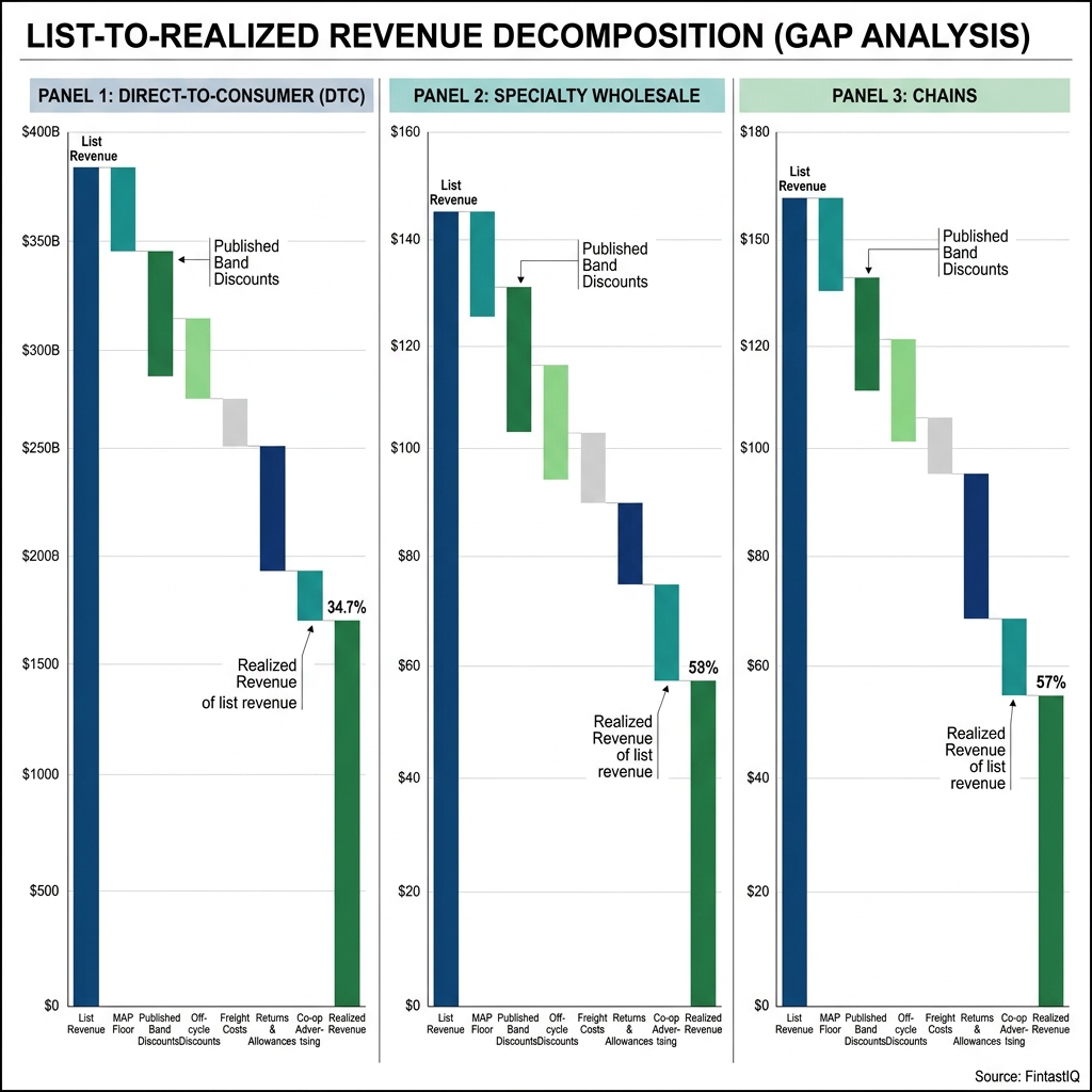 Discount-leakage waterfall by channel